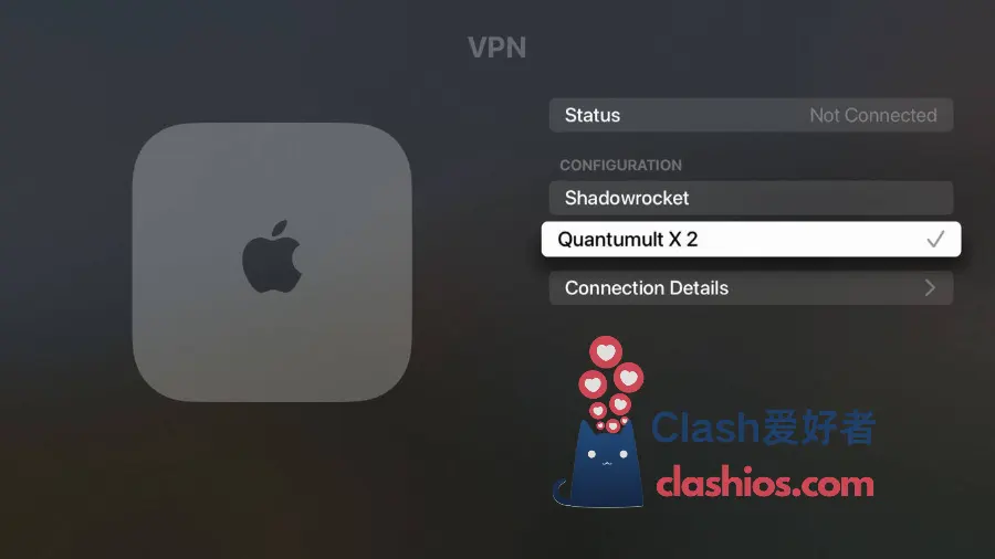 Apple TV VPN 应用界面